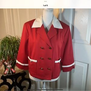 St John Power Crimson Red 💋 NWT dress suit couture Jacket SJ buttons Sz M 12